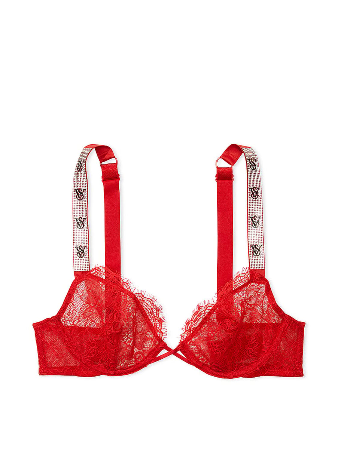 vs Very Sexy Shine Strap Unlined Low-Cut Lace Demi Bra Lipstick 3 of 3 