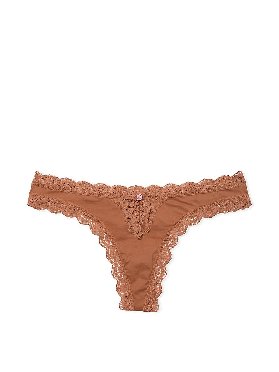vs Dream Angels Lace-Trim Thong Panty Caramel 3 of 3 