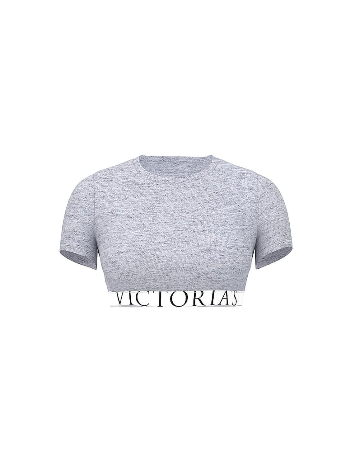 vs The T-Shirt Cotton Short-Sleeve Bralette Crop Top Medium Heather Grey 3 of 3 