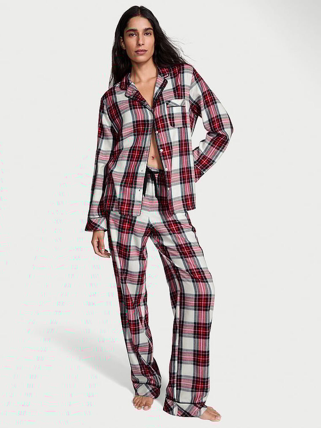 vs Victoria's Secret Flannel Long Pajama Set Print 3 of 3 