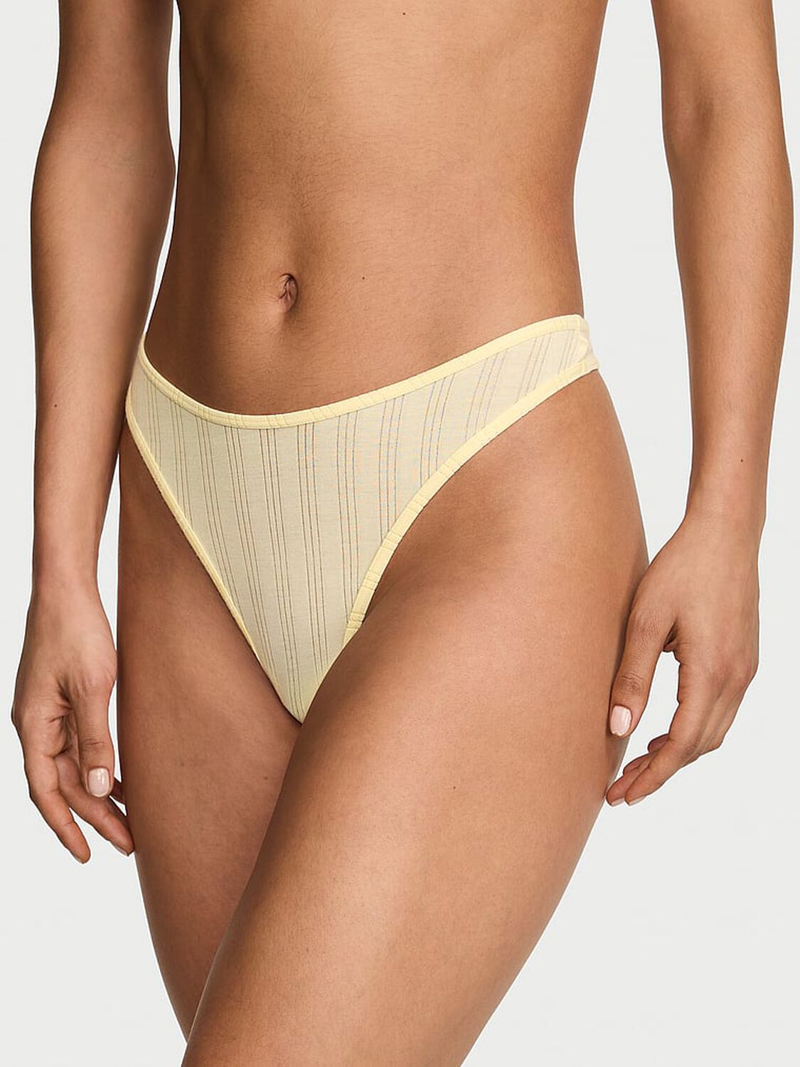 vs Victoria's Secret Ultra-Fine Modal High-Leg Scoop Thong Panty Sunny Honey 1 of 2 