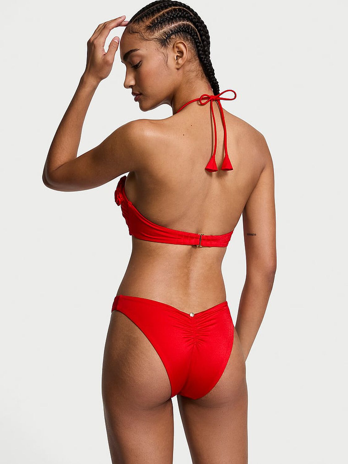 vs Victoria's Secret Swim Rosette Bandeau Bikini Top Bright Vermillion 2 of 3 