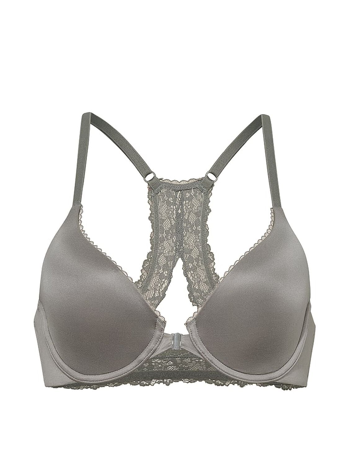 vs Body By Victoria Lightly Lined Lace Racerback Full-Coverage Bra Steel Grey 3 of 3 