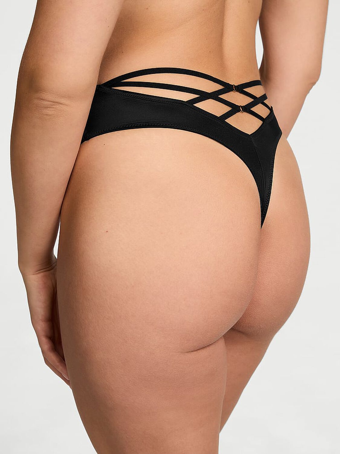 vs Very Sexy Smooth High-Waist Strappy-Back Thong Panty Black 2 of 3 