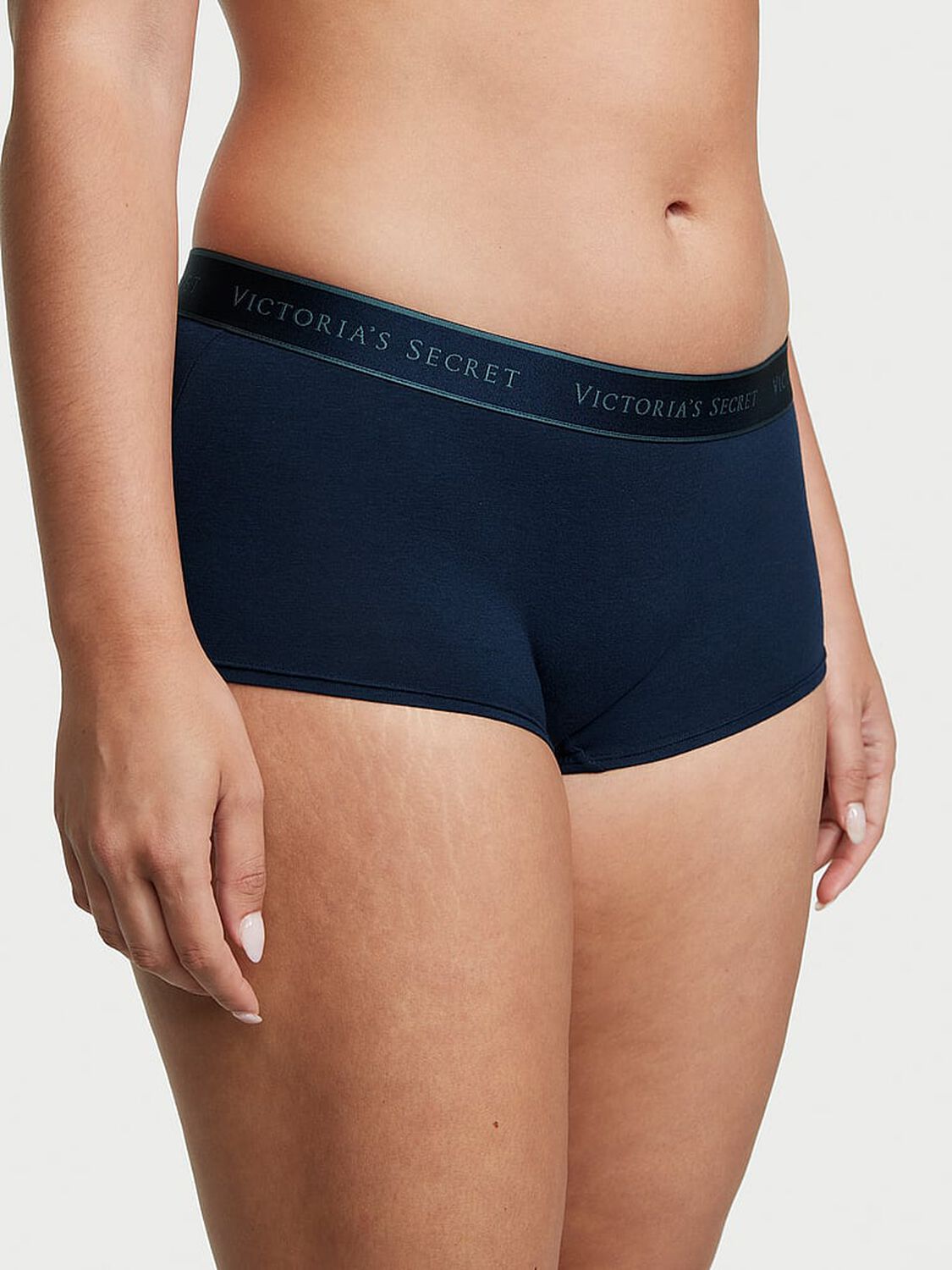 vs Cotton Logo Cotton Boyshort Panty Noir Navy 1 of 3 