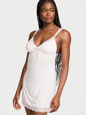 SoSoft&trade; Modal Lace-Trim Bridal Mini Slip