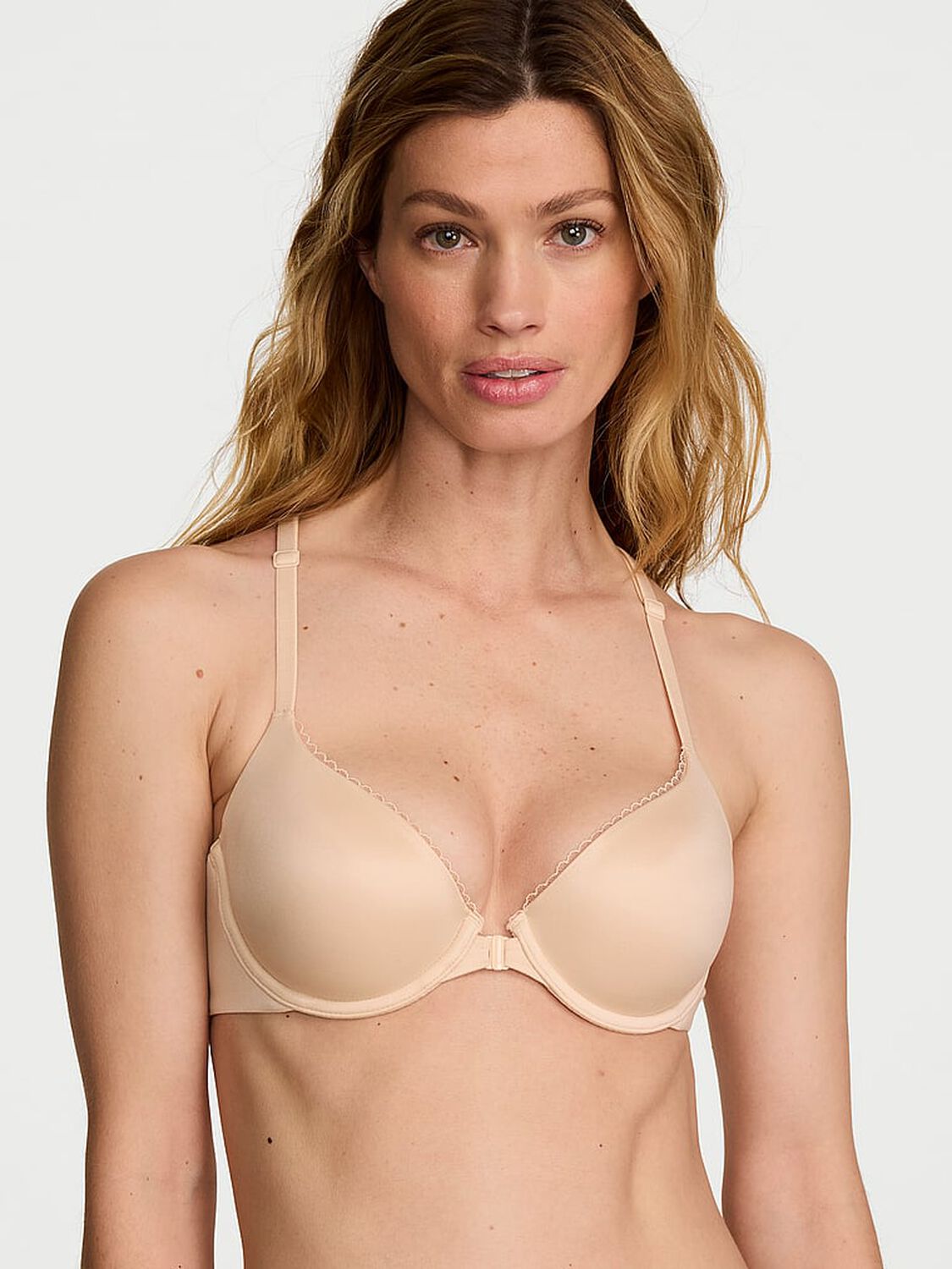 vs Body By Victoria Lightly Lined Lace Racerback Demi Bra Marzipan 1 of 3 