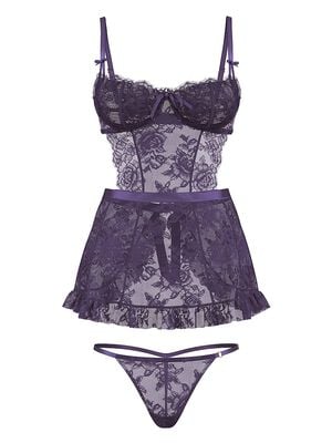 Wicked Unlined Rose Lace Apron Set