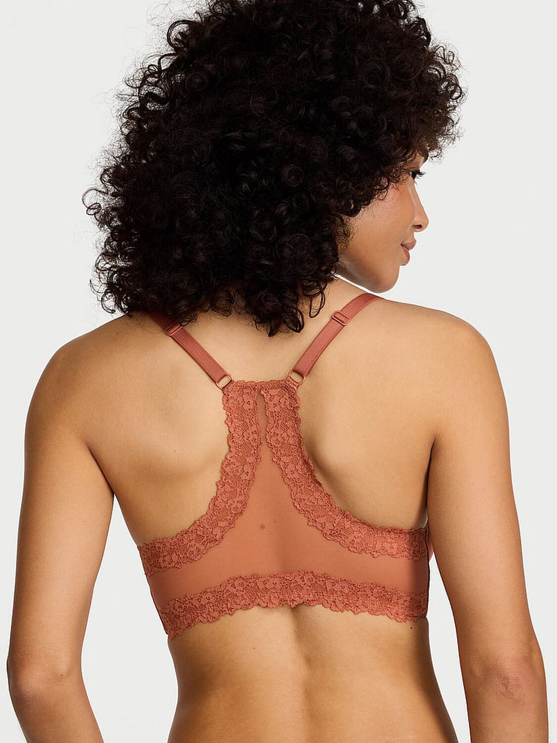 vs Body By Victoria Lightly Lined Lace Racerback Full-Coverage Bra Copper Brown 2 of 4 