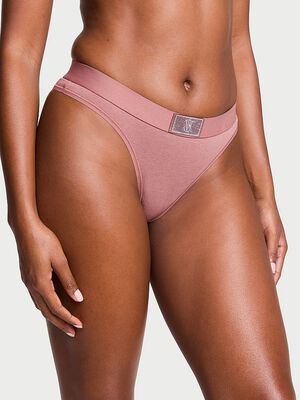 Logo Cotton Shine Patch Thong Panty