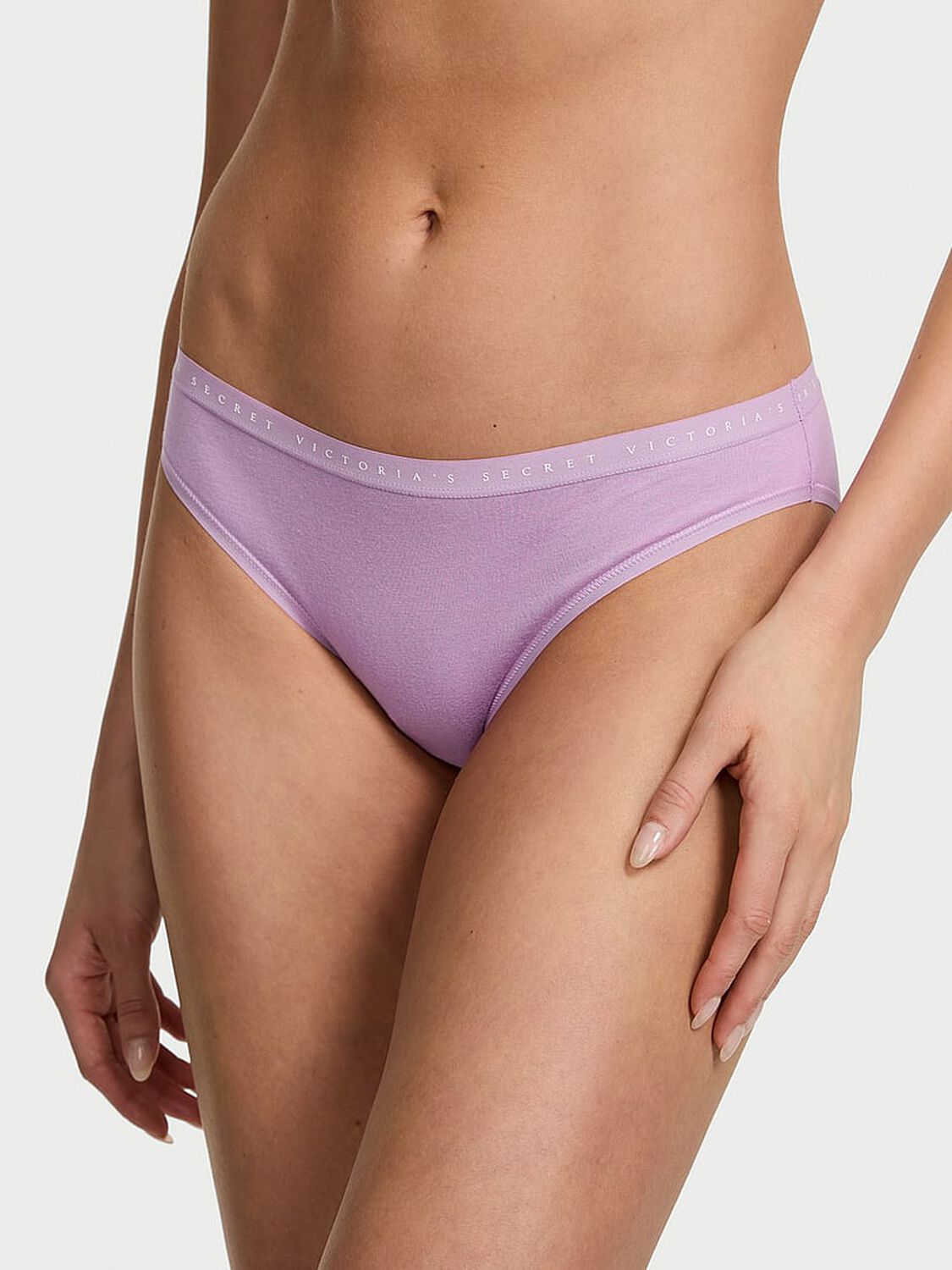 vs Victoria's Secret Body by Victoria Stretch Cotton Bikini Panty Light Lilac 1 of 3 