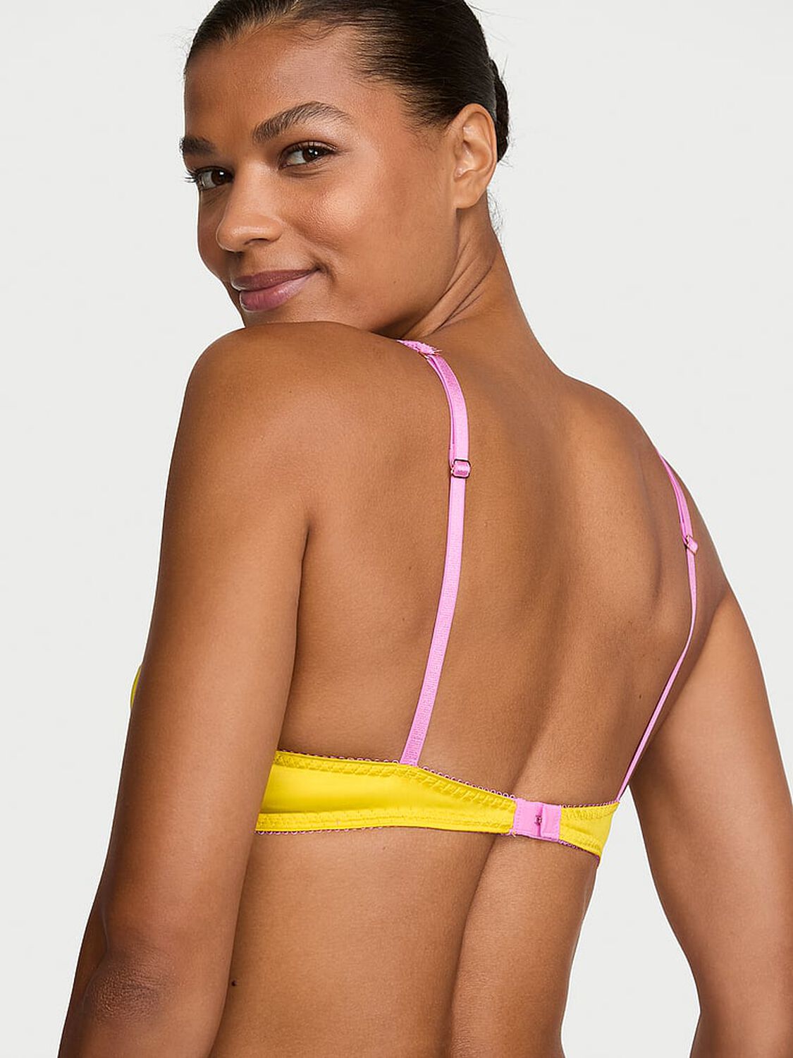 vs Victoria's Secret Tease Satin Lace-Trim Wireless Plunge Bra Star Fruit 2 of 2 