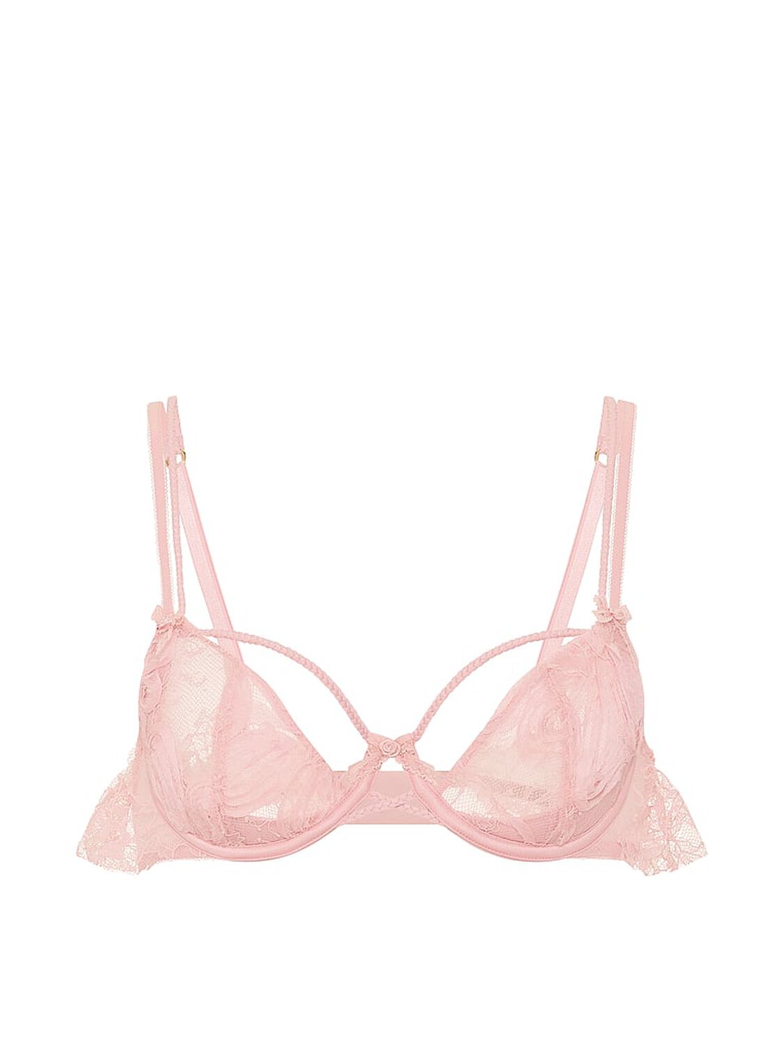 vs Dream Angels Wicked Unlined Rosette Reverie Embroidery Open-Cup Bra Chalk Rose 3 of 3 