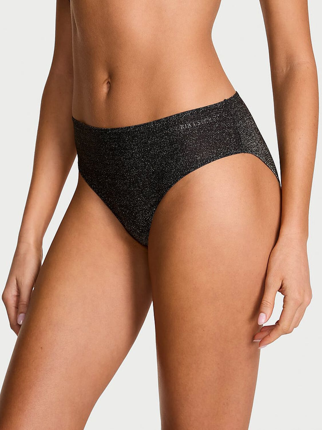 vs Body By Victoria Body by Victoria Flex Shimmer Mid-Rise Bikini Panty Black Shimmer 1 of 2 