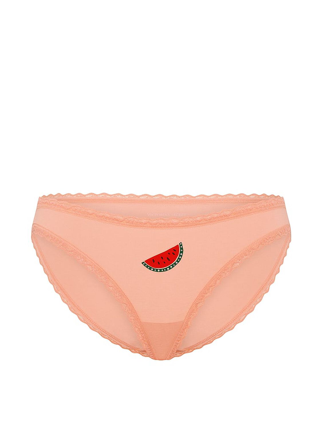 vs Lace Trim Cotton Lace-Waist Bikini Panty Tropical Peach Watermelon 3 of 3 