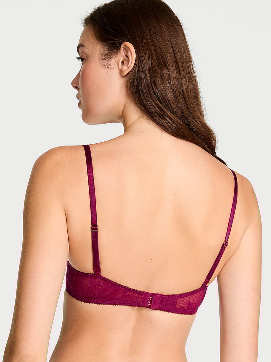 vs Very Sexy Rose Lace Lightly Lined Plunge Demi Bra Fresh Jam 2 of 2 