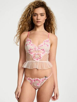 Peony Embroidery Flounce Bra Top