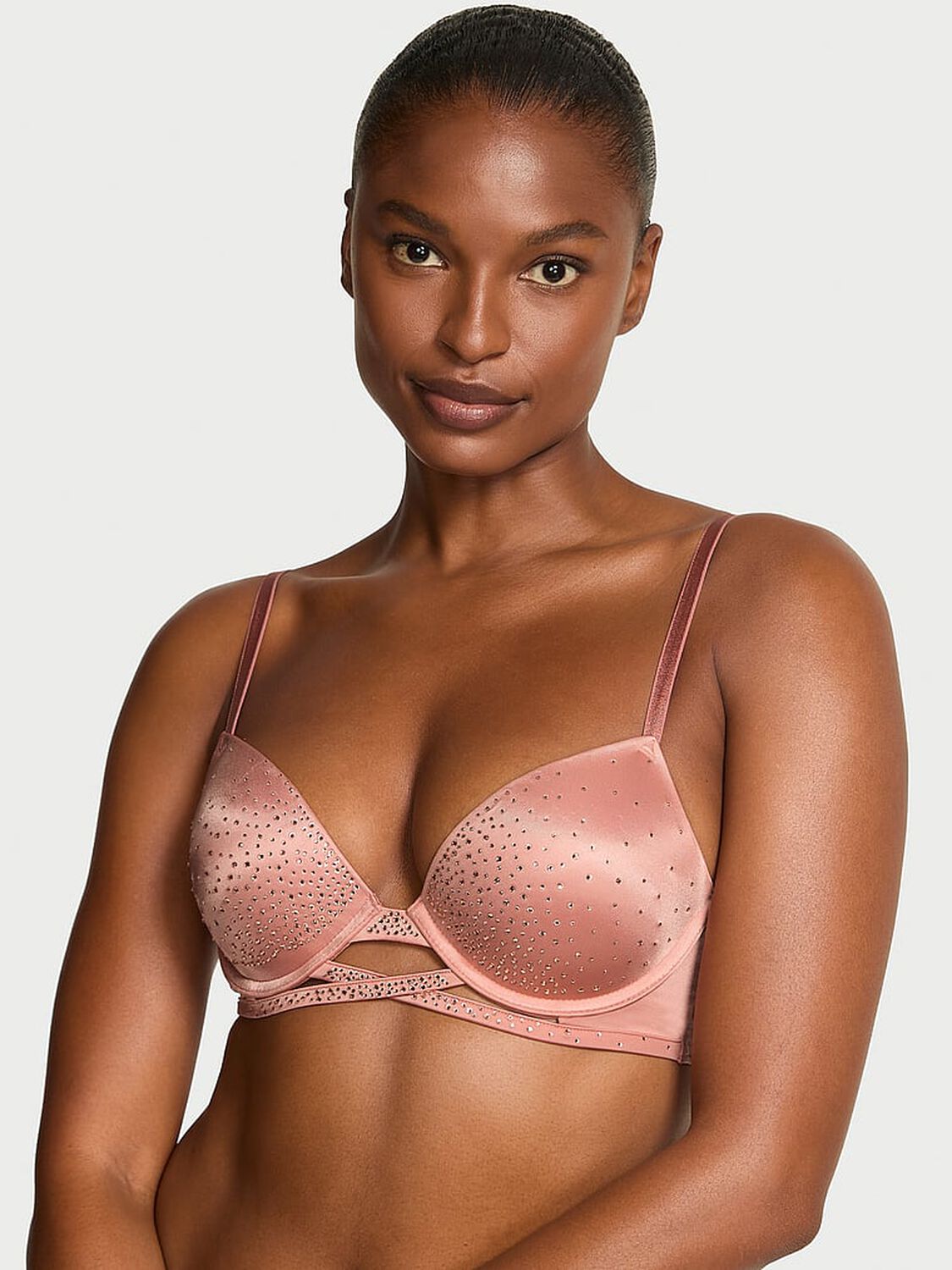 vs Very Sexy Sparkle Crystal Shine Cradle Push-Up Bra Desert Blush 1 of 2 