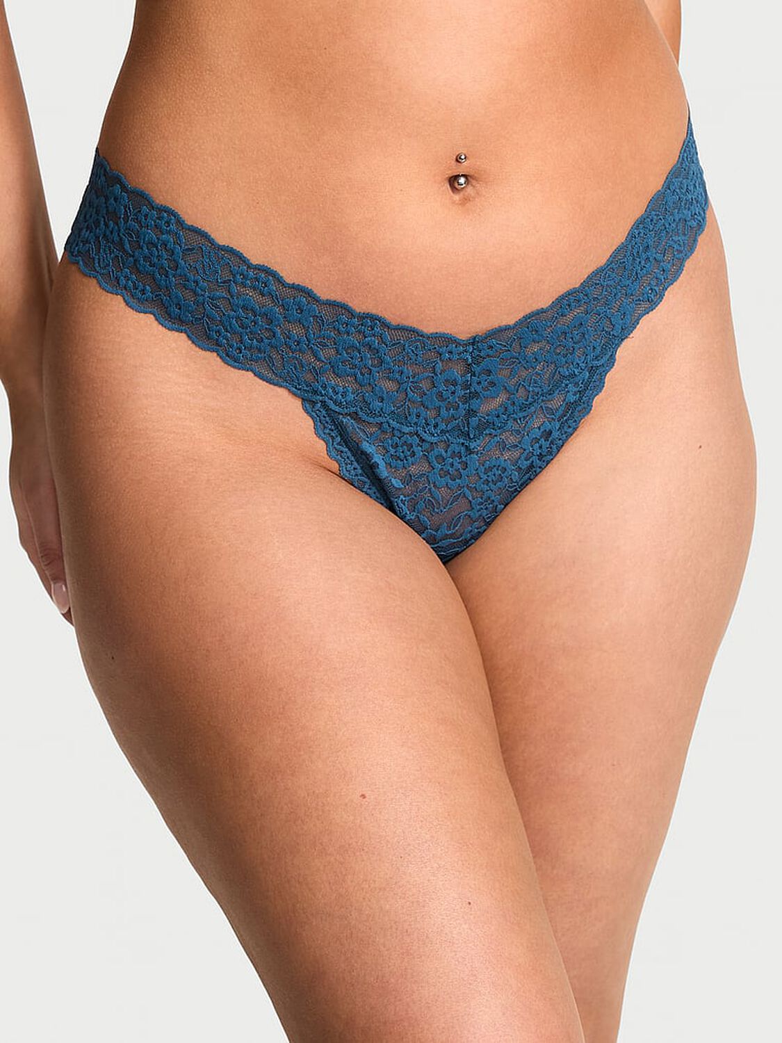 vs The Lacie Blossom Lace Thong Panty Midnight Sea 1 of 3 