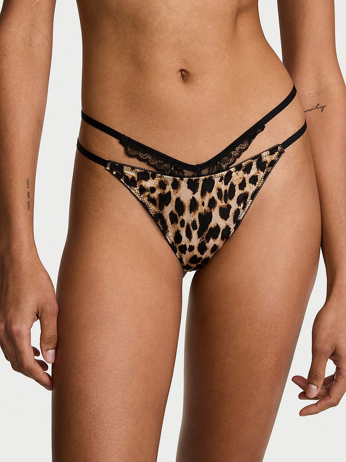 vs Very Sexy Rose Lace-Trim Strappy Cut-Out V-String Panty Leopard 2 of 3 