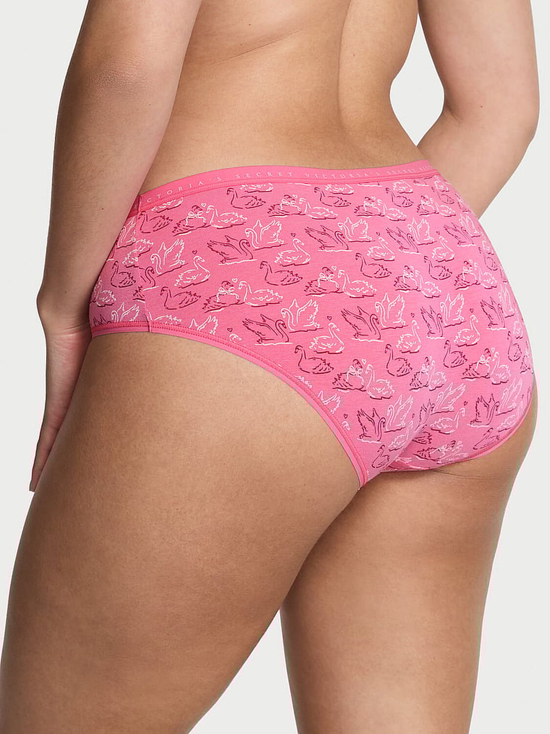 vs Victoria's Secret Stretch Cotton Hiphugger Panty Rose Garden Swans 2 of 3 