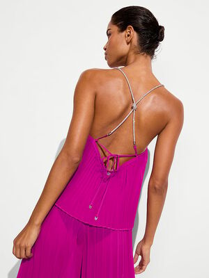 Beachwear Shine Rope Pleated Chiffon Top