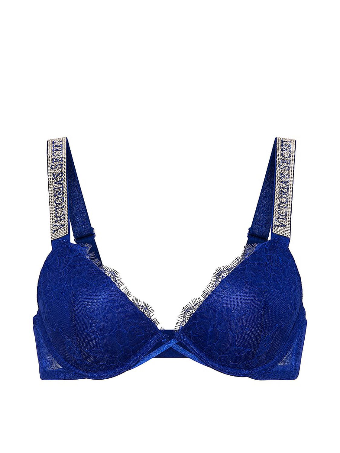 vs Very Sexy Shine Strap Rose Lace Lightly Lined Low-Cut Demi Bra Fantasia Blue 3 of 3 