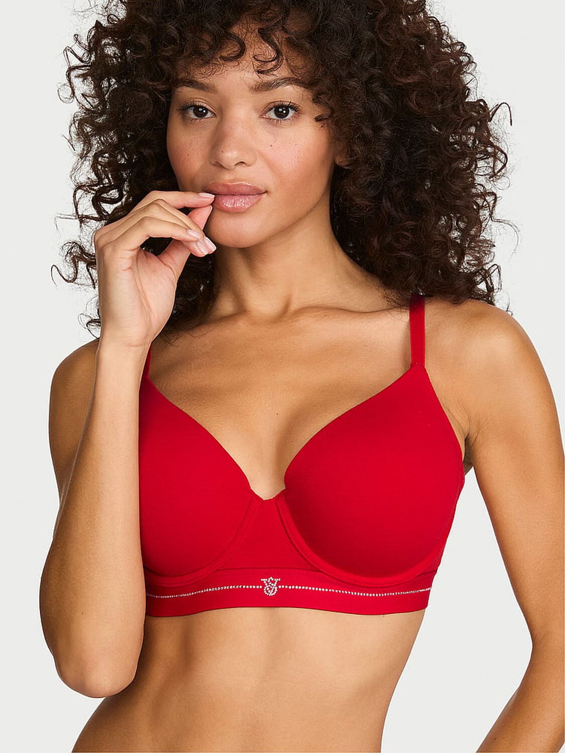 vs The T-Shirt Signature Shine Cotton Lightly Lined Demi Bra Lipstick 1 of 3 