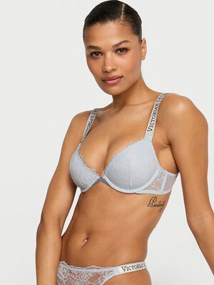 Shine Strap Rose Lace Lightly Lined Low-Cut Demi Bra