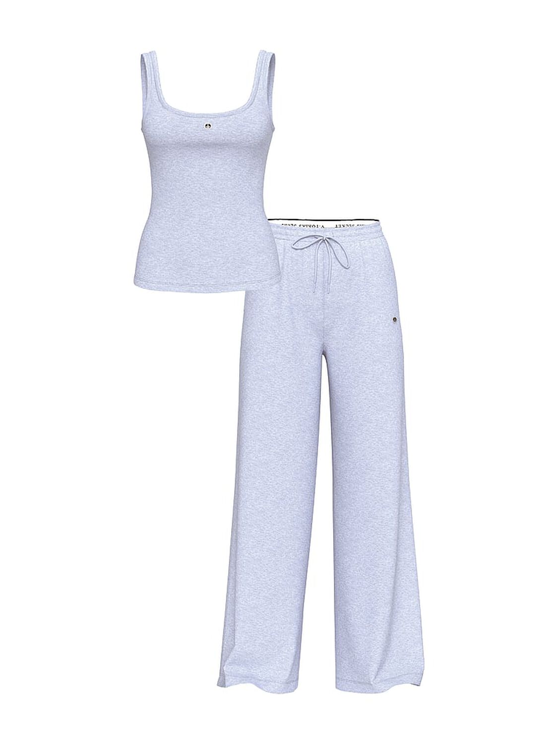 vs Victoria's Secret 100% Cotton Tank & Pants Pajama Set Htr Cornflower 3 of 3 