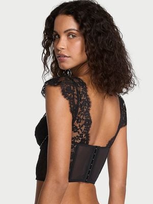 Twinkle Lace Cap-Sleeve Corset Top