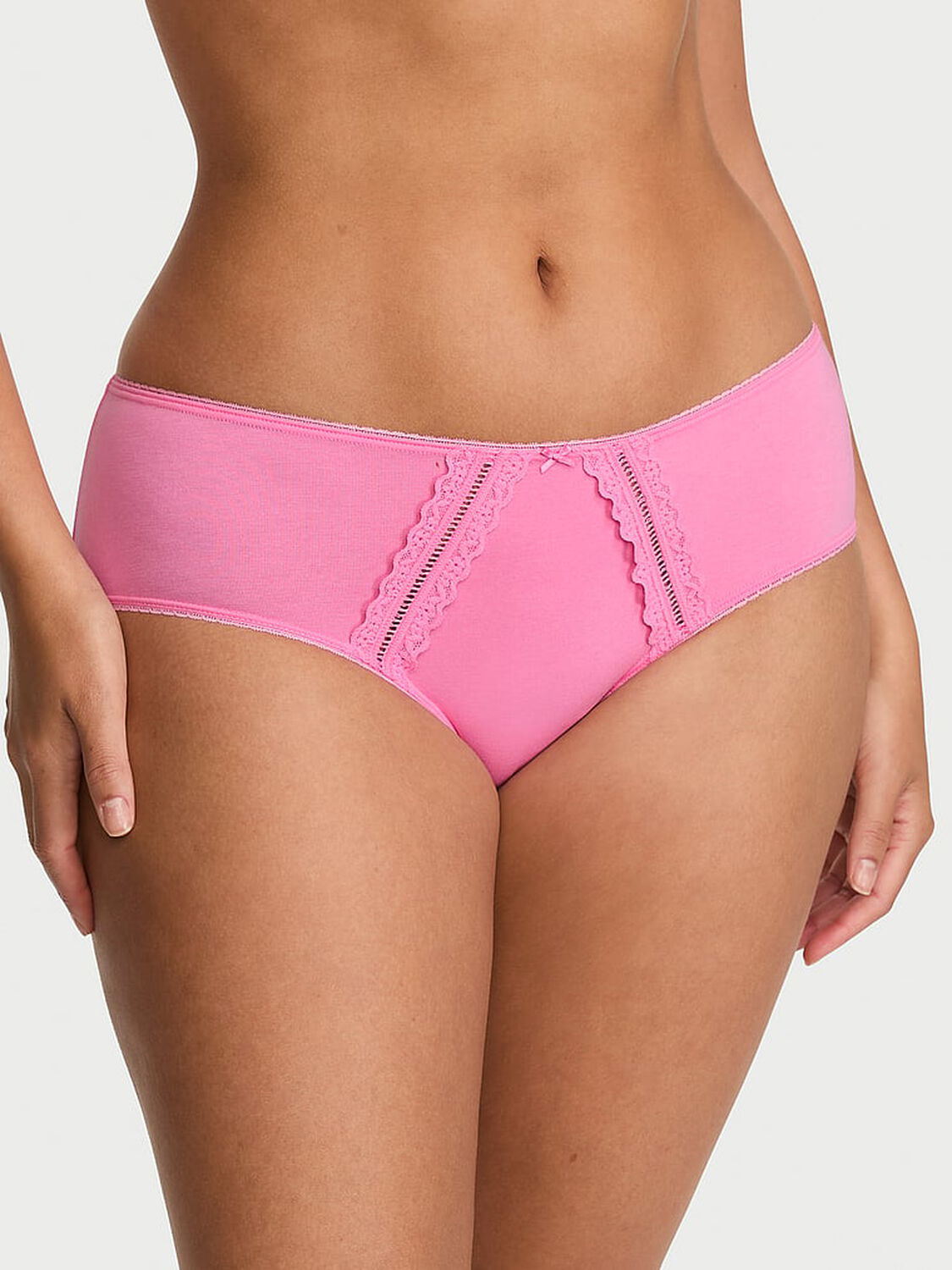 vs Victoria's Secret Cotton Lace-Trim Hiphugger Panty Sexy Little Pink 1 of 2 