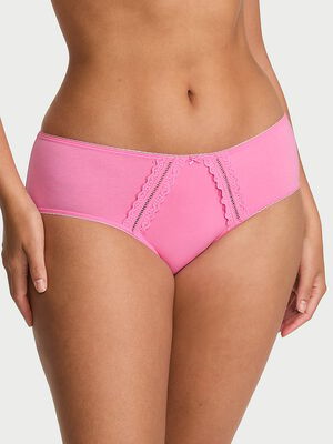 Cotton Lace-Trim Hiphugger Panty