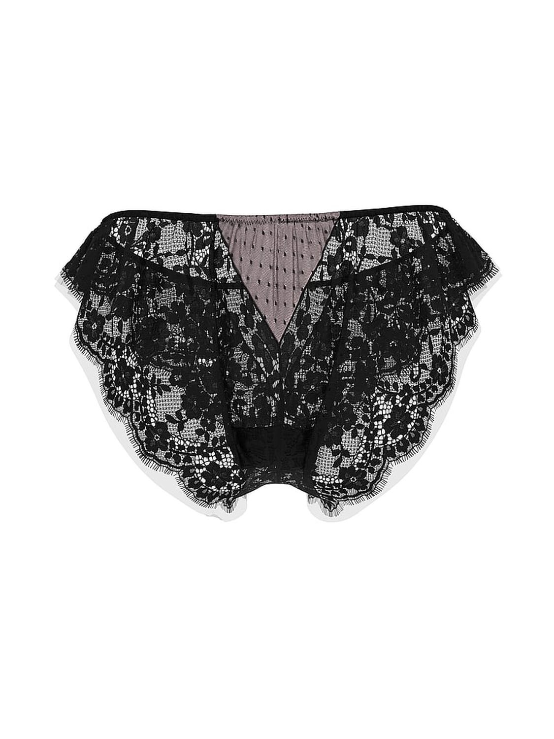 vs Dream Angels Heritage Dot Mesh Lace-Trim Flutter Brazilian Panty Angel Pink 3 of 4 