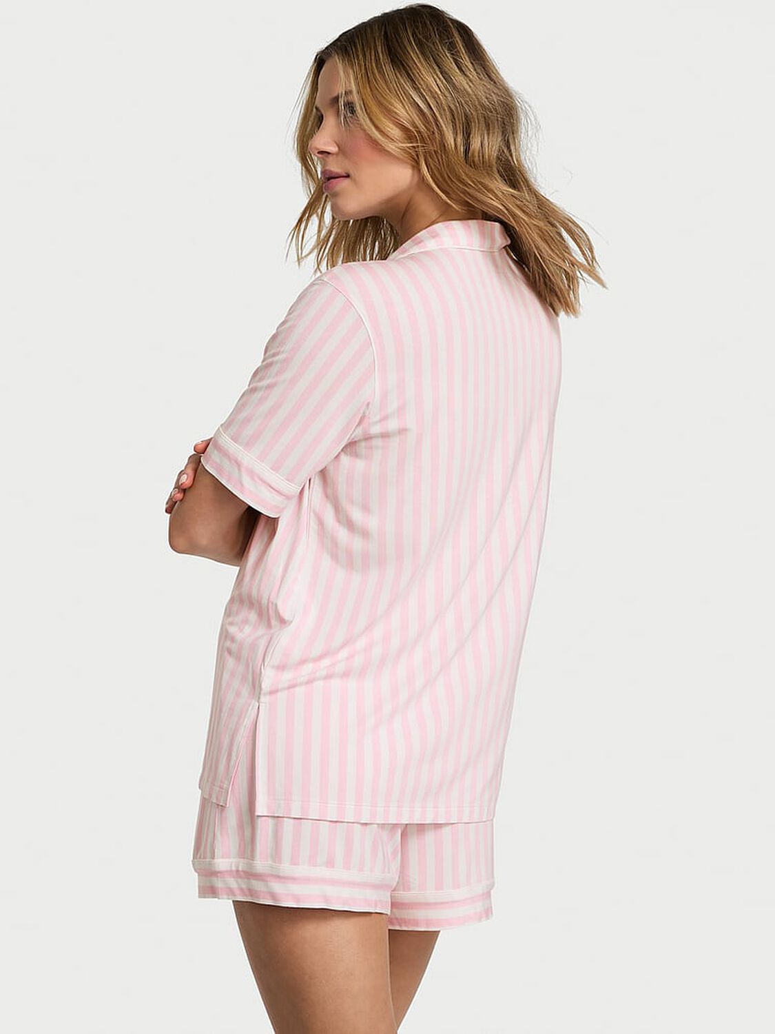 vs Victoria's Secret Modal Soft Short Pajama Set Pretty Blossom Iconic Stripe 2 of 4 