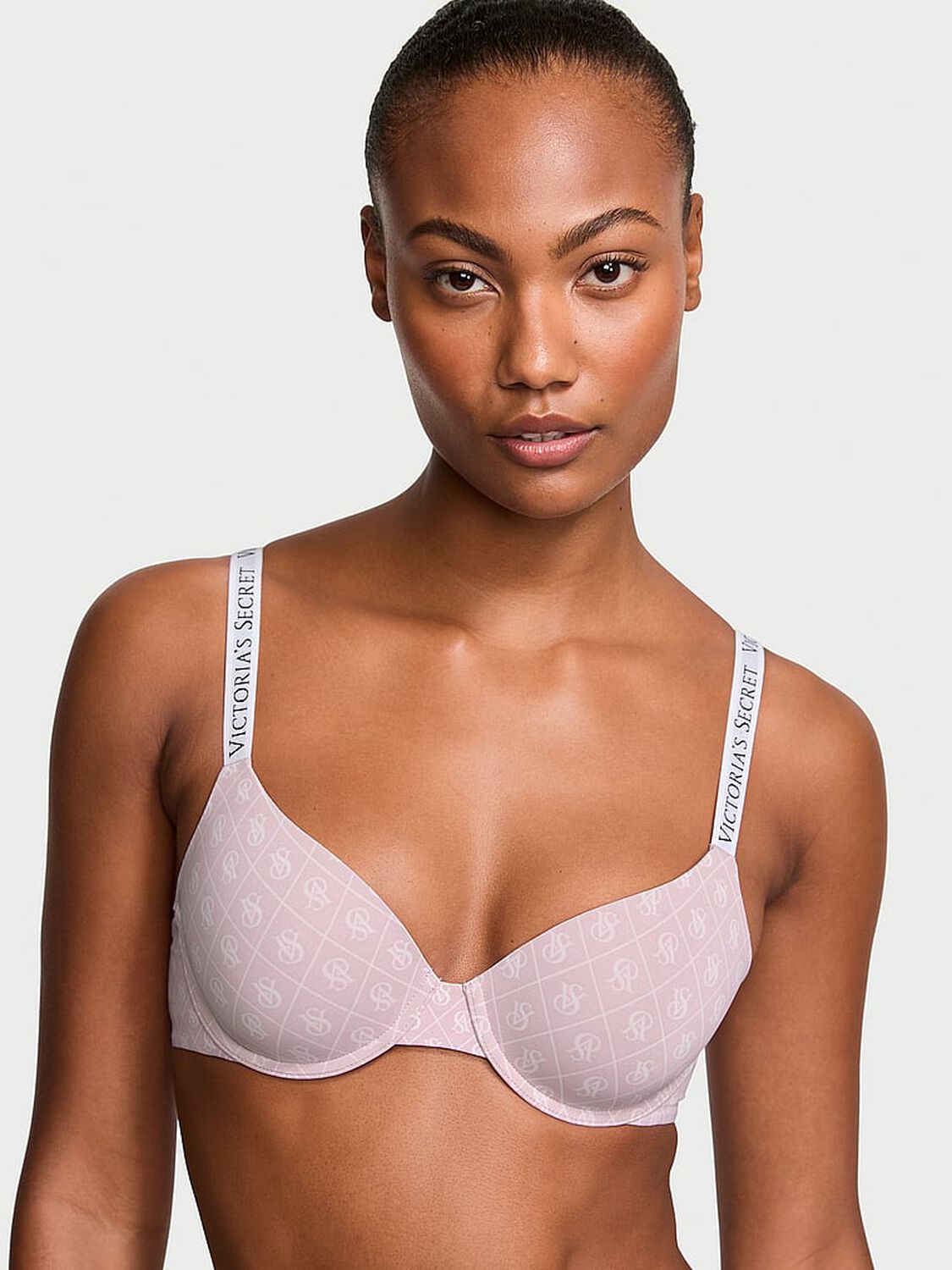 vs The T-Shirt Lightly Lined Demi Bra Pink Logo 1 of 3 