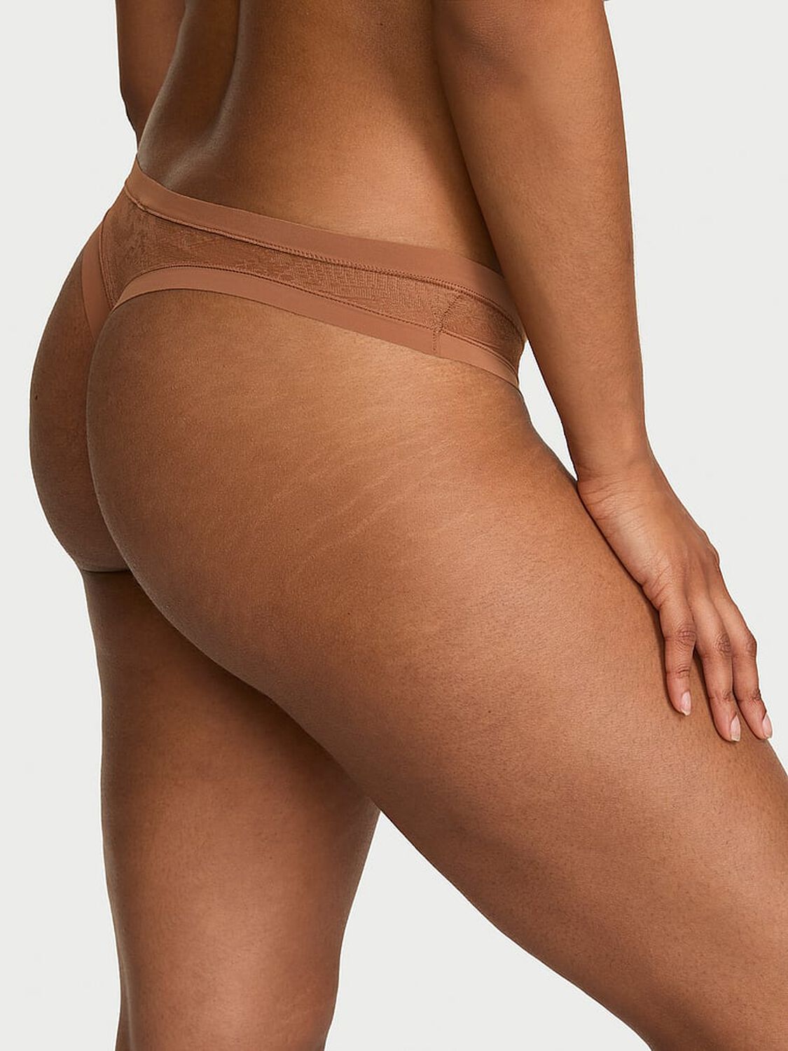 vs No-Show No-Show Snake Mesh Thong Panty Caramel 2 of 3 