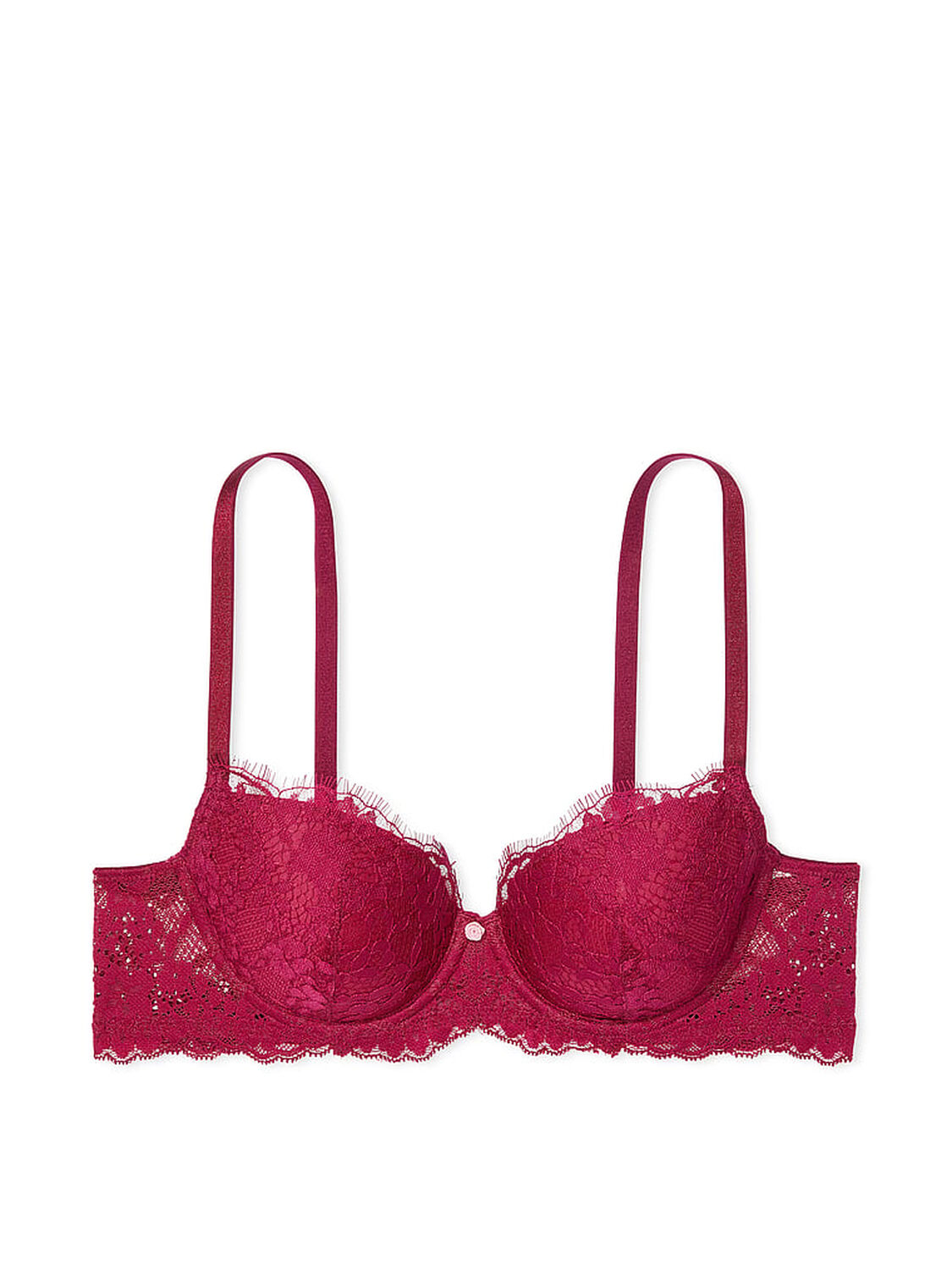 vs Dream Angels Lace Lightly Lined Classic Coverage Demi Bra Campari Red 3 of 3 