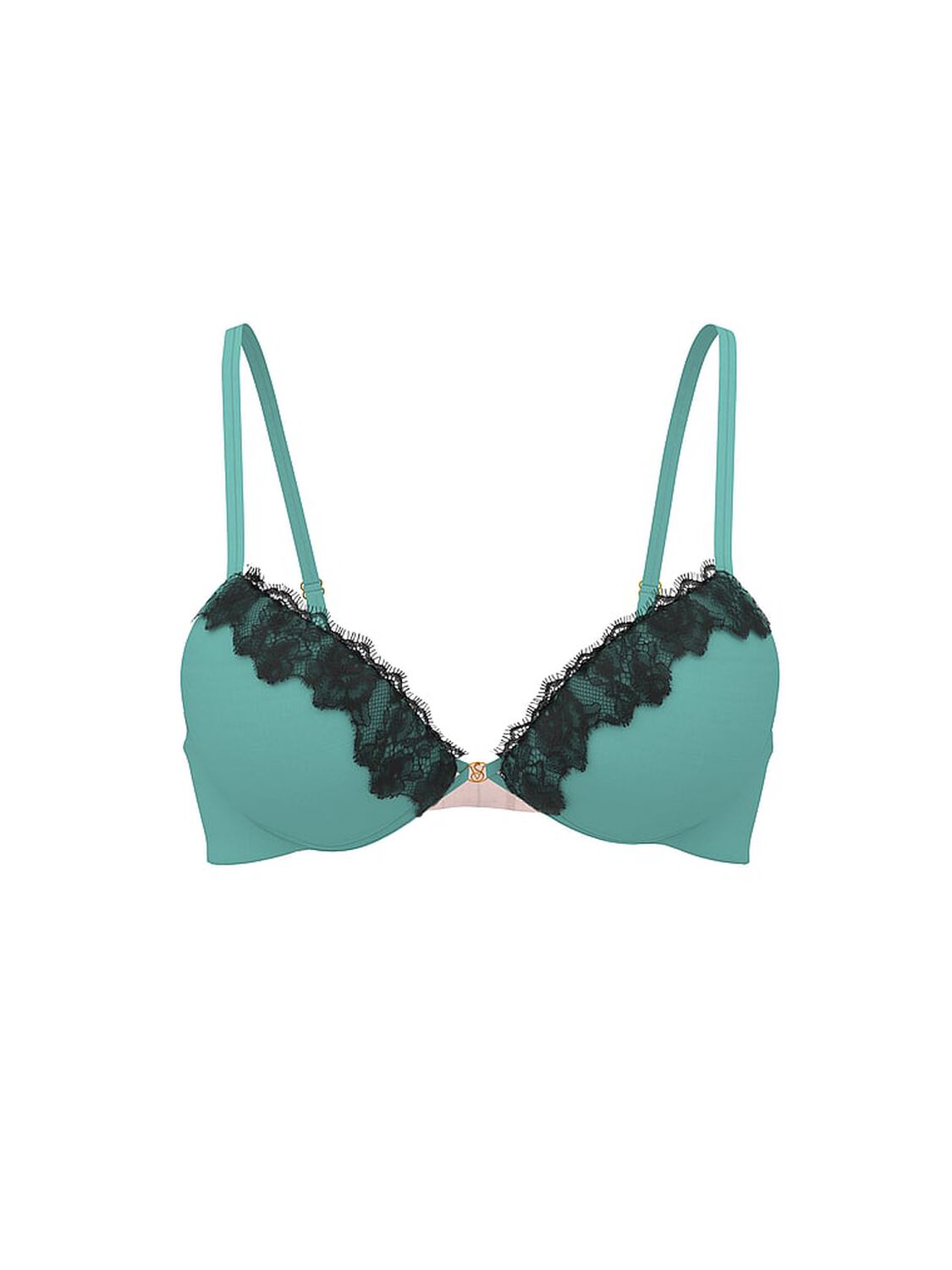 vs Very Sexy Lace-Trim Lightly Lined Plunge Demi Bra Dutsy Turquoise 2 of 3 