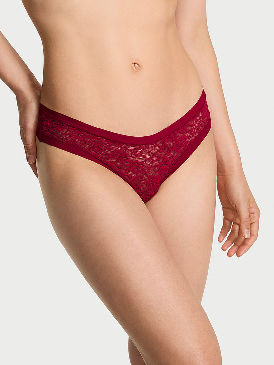 vs No-Show No-Show Lace Thong Panty Red Lacquer 1 of 1 