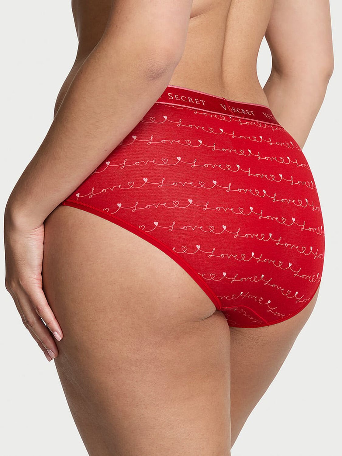vs Cotton Logo Cotton Hiphugger Panty Red Lacquer Love Script 2 of 3 