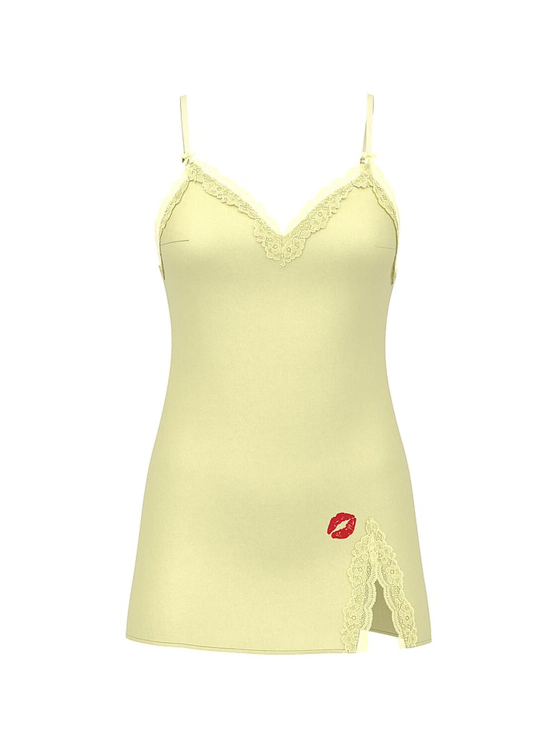 vs Victoria's Secret Tease Satin Lace-Trim Mini Slip Dress Lemonade 3 of 4 