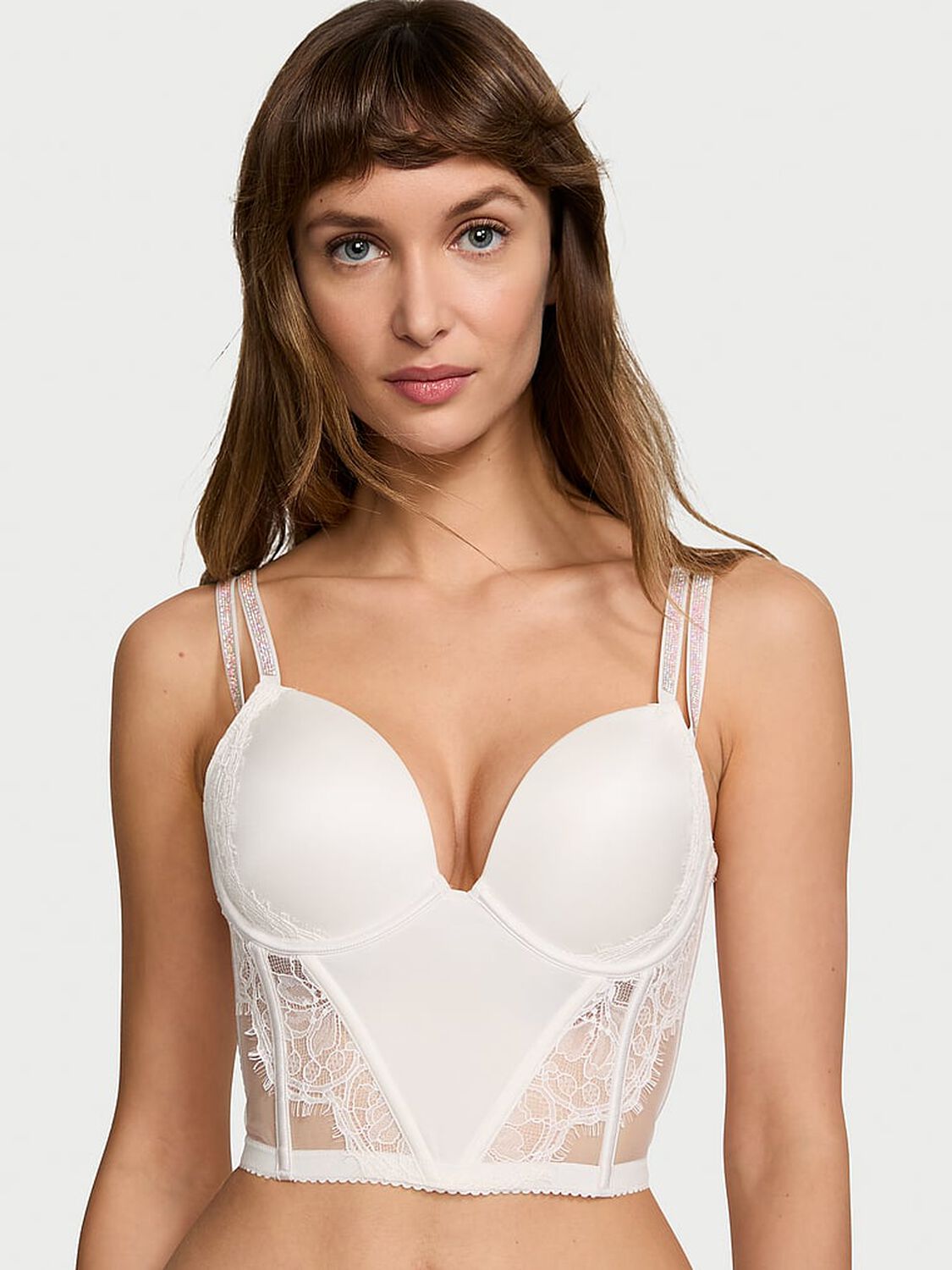 vs Very Sexy Double Shine Strap Push-Up Corset Top Coconut White 1 of 4 