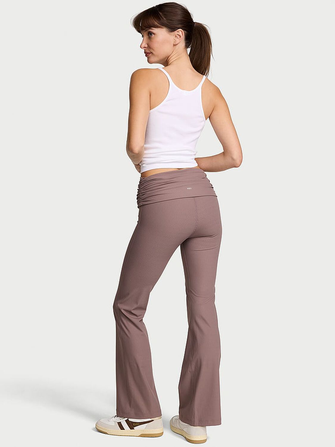 vs Vsx VSX Elevate&trade; Rib Ruched Foldover Flare Legging Cloudy Grey 2 of 3 