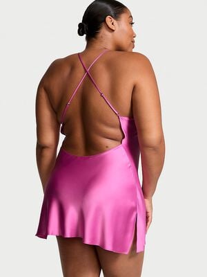 Satin Open-Back Slip Dress