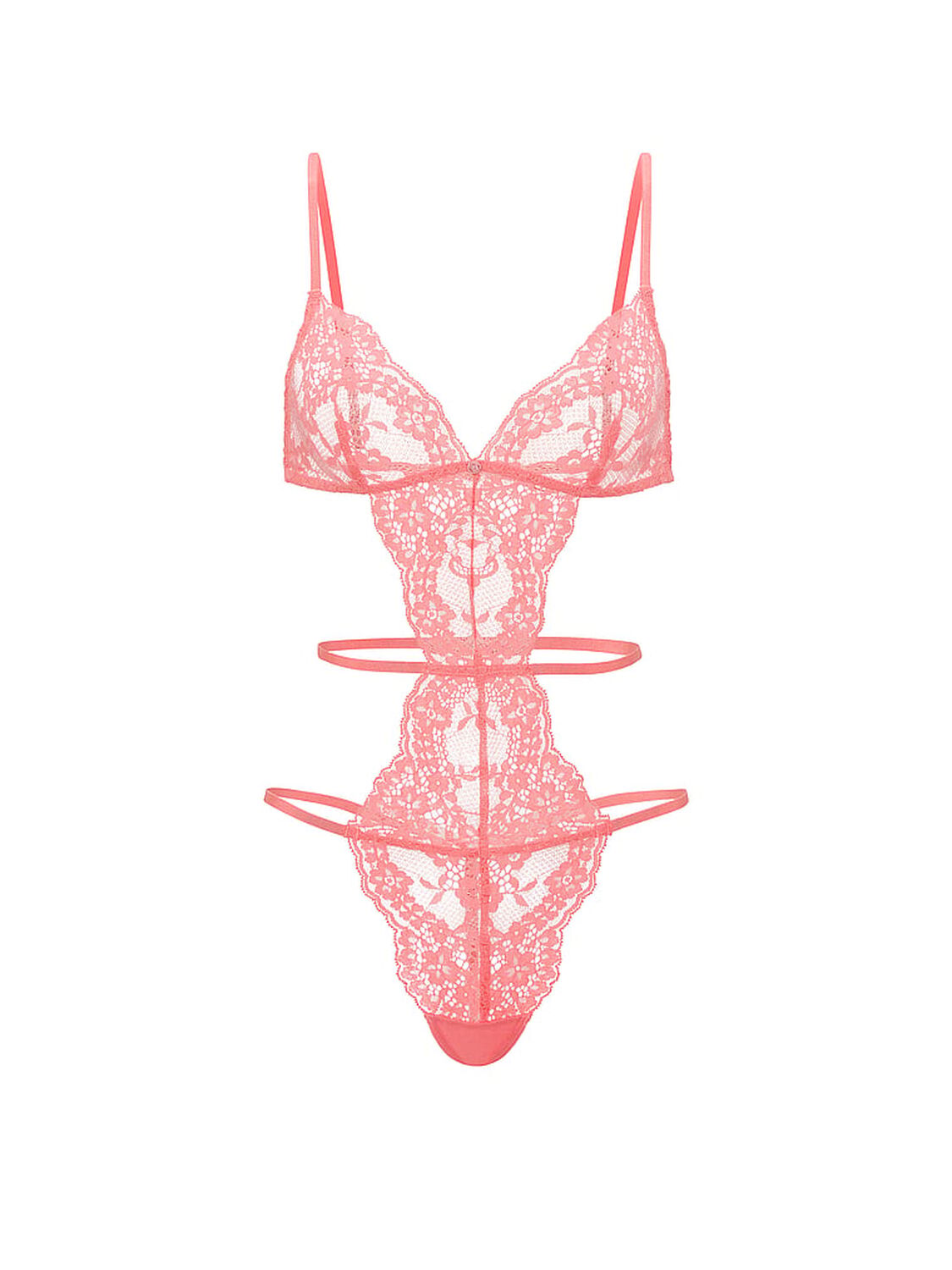 vs Dream Angels Dare to Dream Lace Strappy Triangle Teddy Wild Salmon 3 of 3 