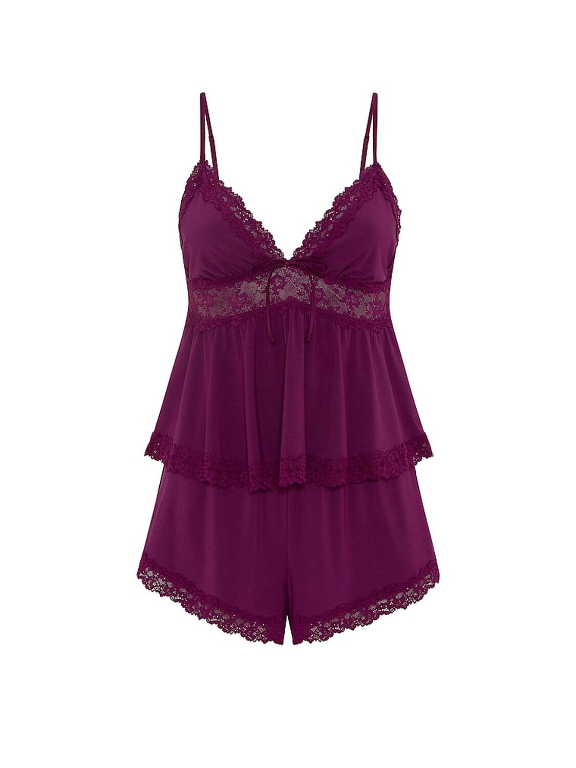 vs Victoria's Secret SoSoft&trade; Modal Lace-Trim Cami & Shorts Set Rhubarb 3 of 3 