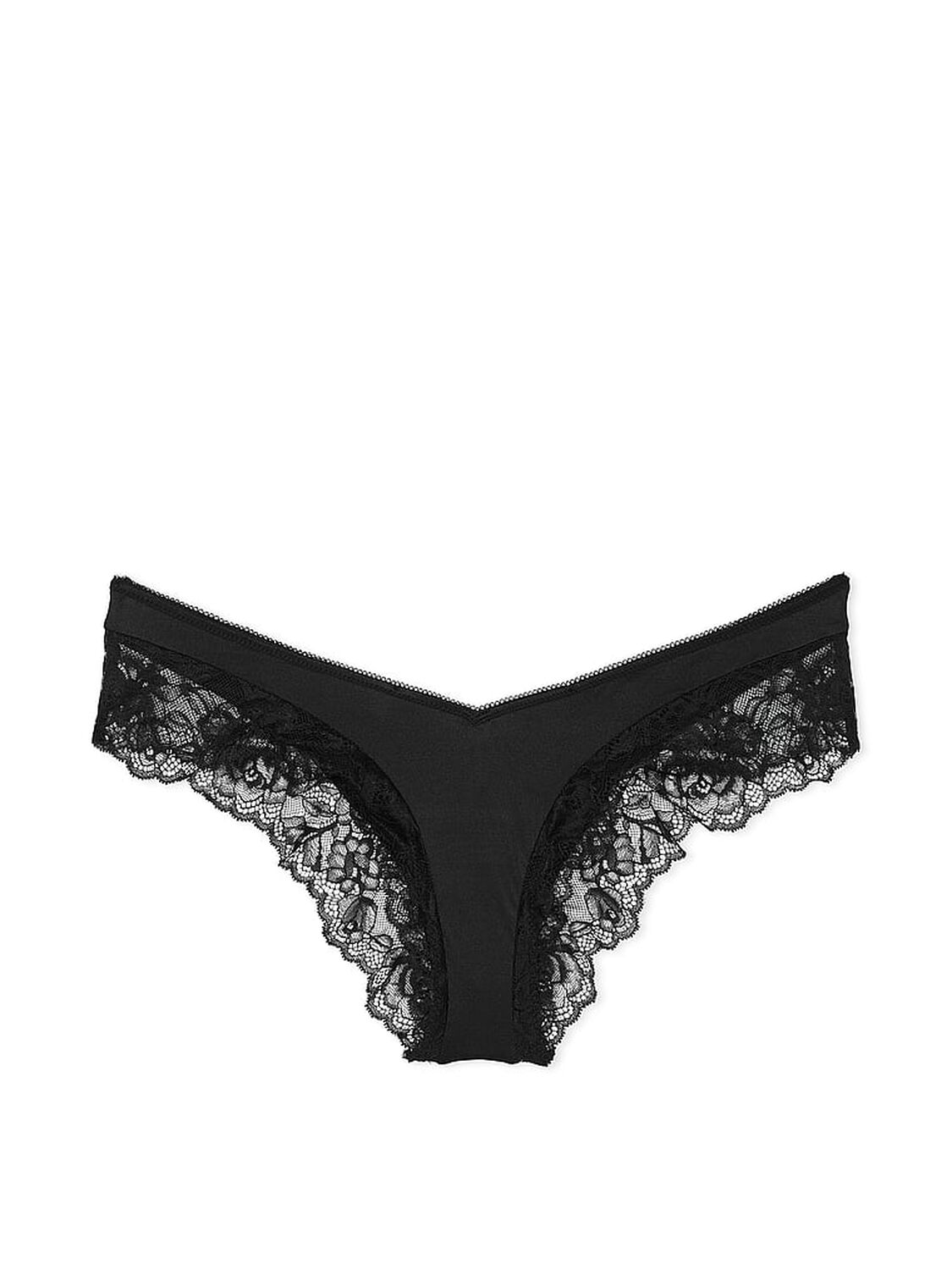 vs Very Sexy Rose Lace-Trim High-Leg Cheeky Panty Black 3 of 3 