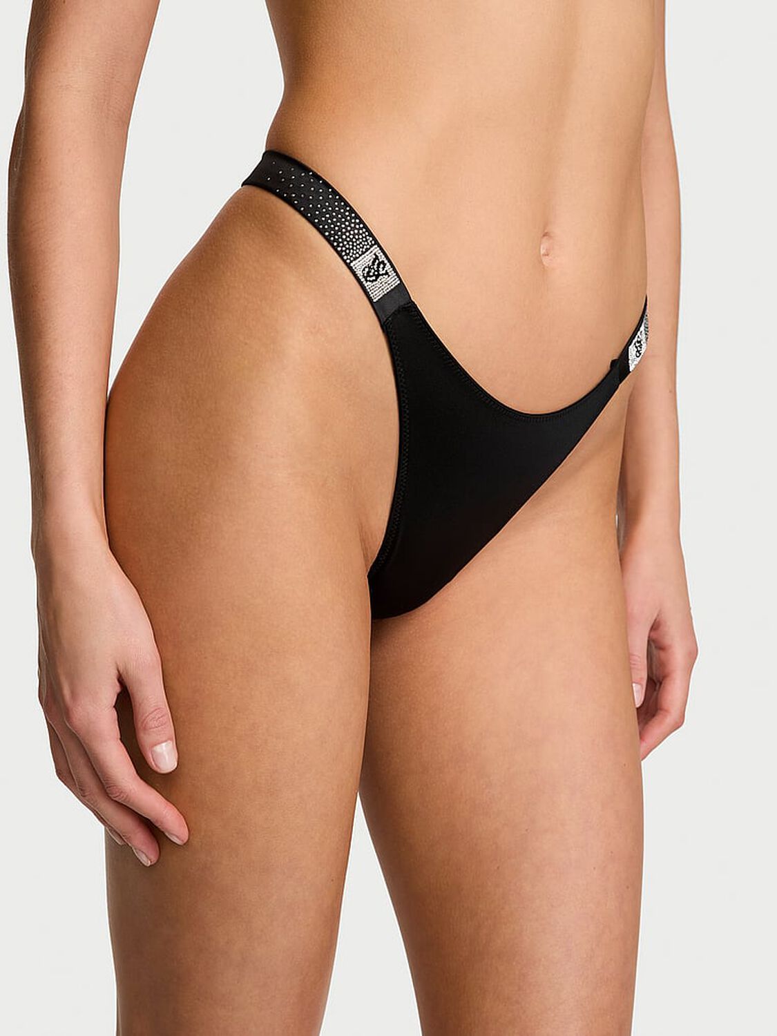 vs Very Sexy Scattered Shine Strap Thong Panty Black 1 of 4 