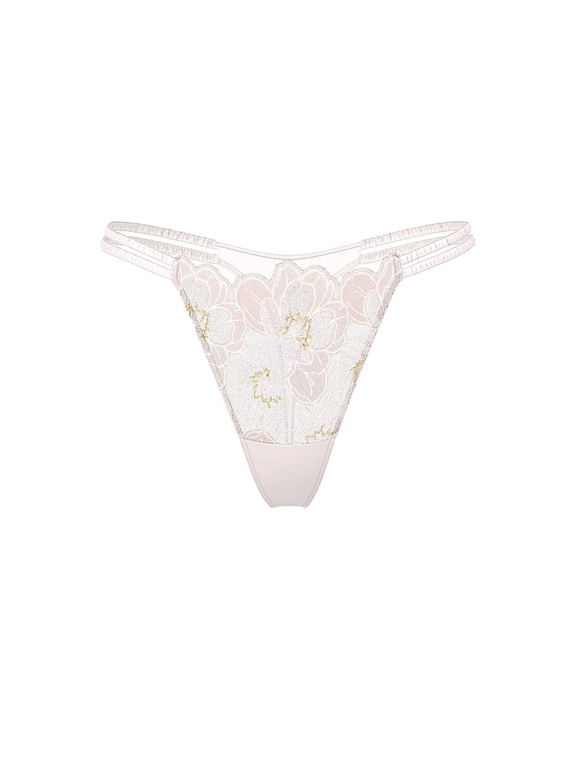 vs Dream Angels Peony Embroidery Bridal Strappy Thong Panty White Peonies 3 of 4 